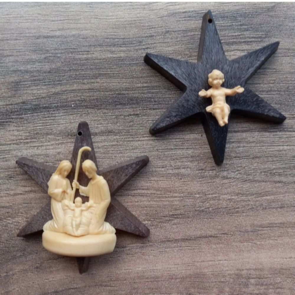 Plastic Religious Nativity Star Christmas Ornaments Made In Italy